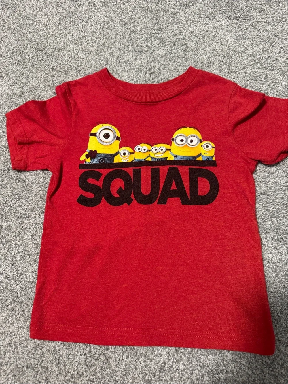 Universal Red Tee with Yellow Minions 'SQUAD' Graphic